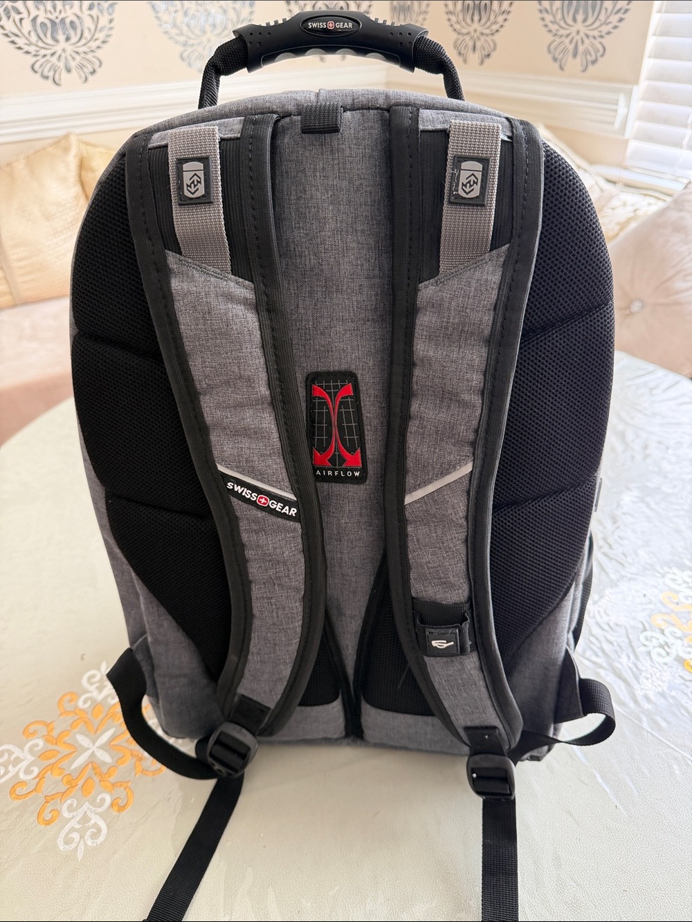 SwissGear Gray and Black Men's Laptop Backpack with Multiple Compartments